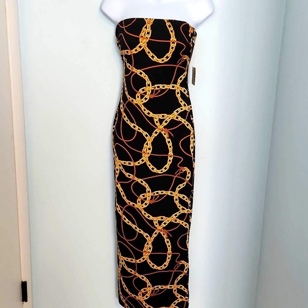 Active USA sz small soft, stretch, strapless, maxi dress.  Back slit.